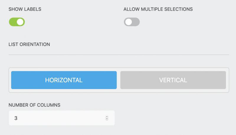 image display options for the select image field