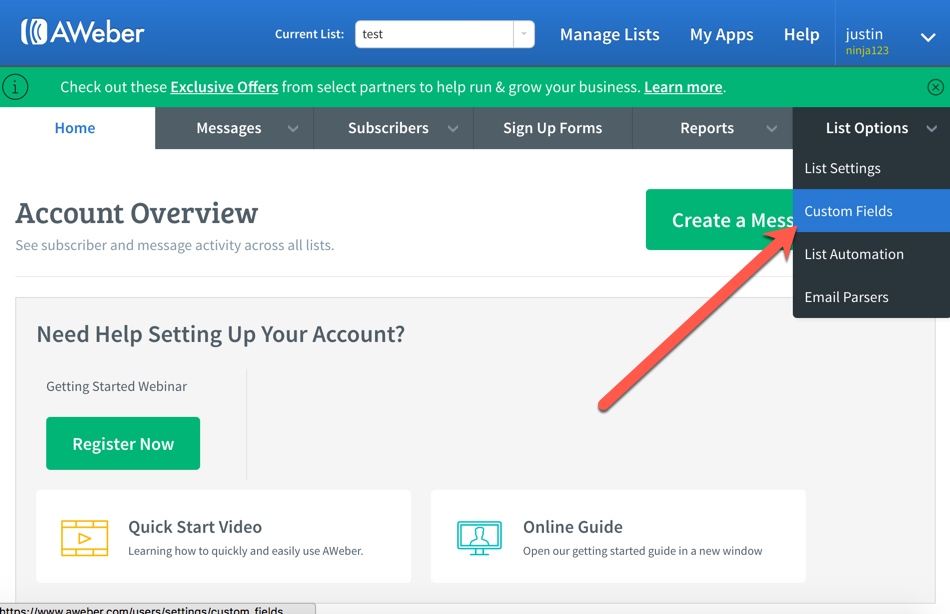 Custom Fields in AWeber