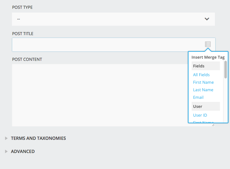 image of the post creation settings window