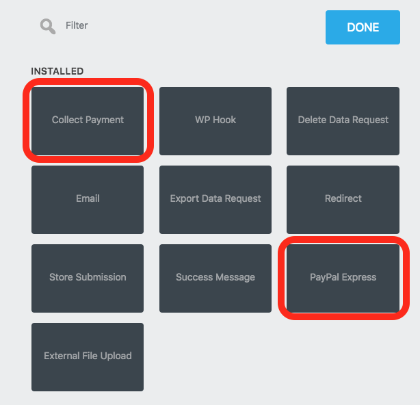Collect Payment and PayPal Express actions