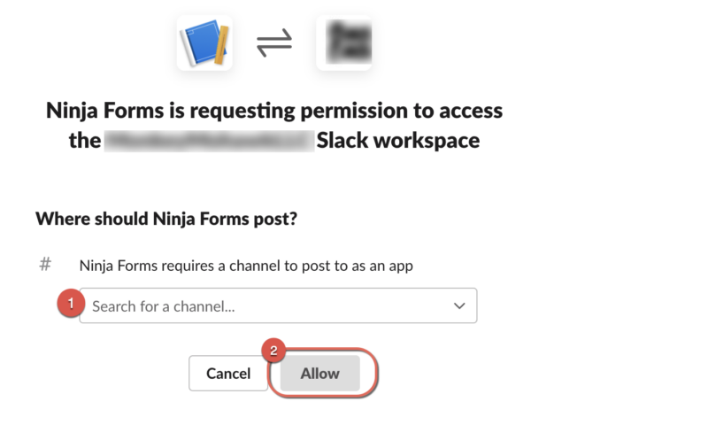 image of Slack's authorization modal for connecting Slack to Ninja Forms