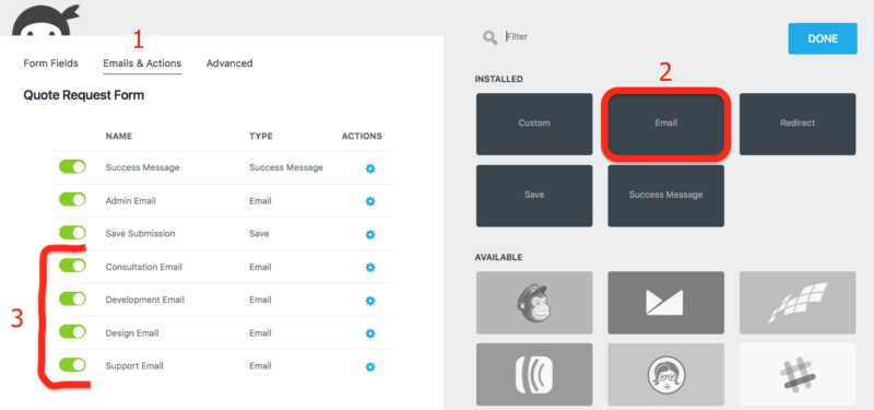 send email conditionally created email actions