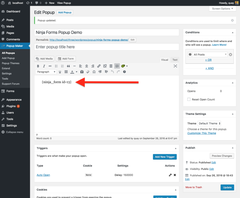wordpress popup plugin wp popup maker: rich text editor