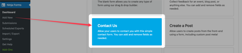 Contact Us form template