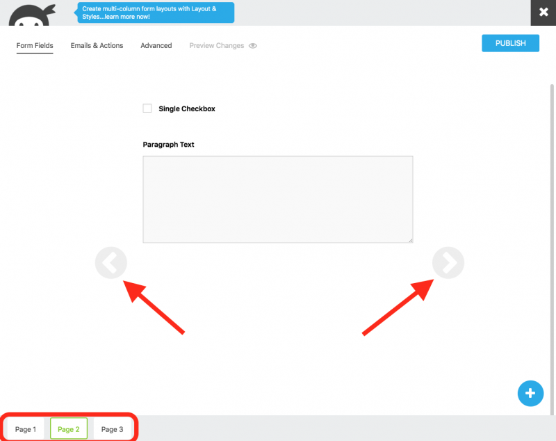 moving through different parts of the form