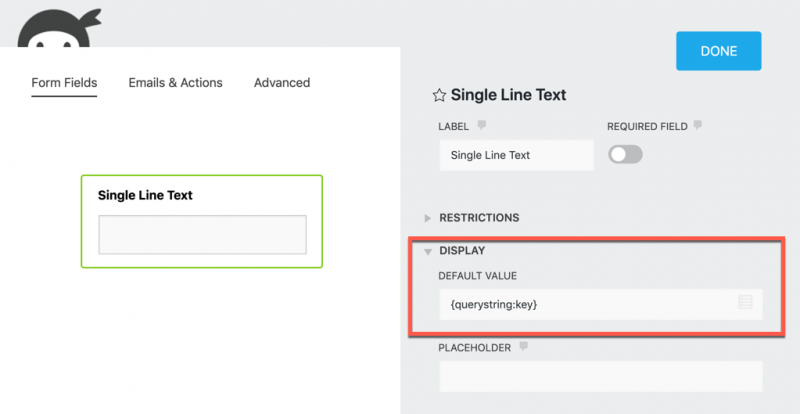 query string merge tag as the default value