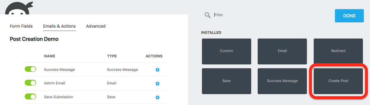 user submitted posts create post action