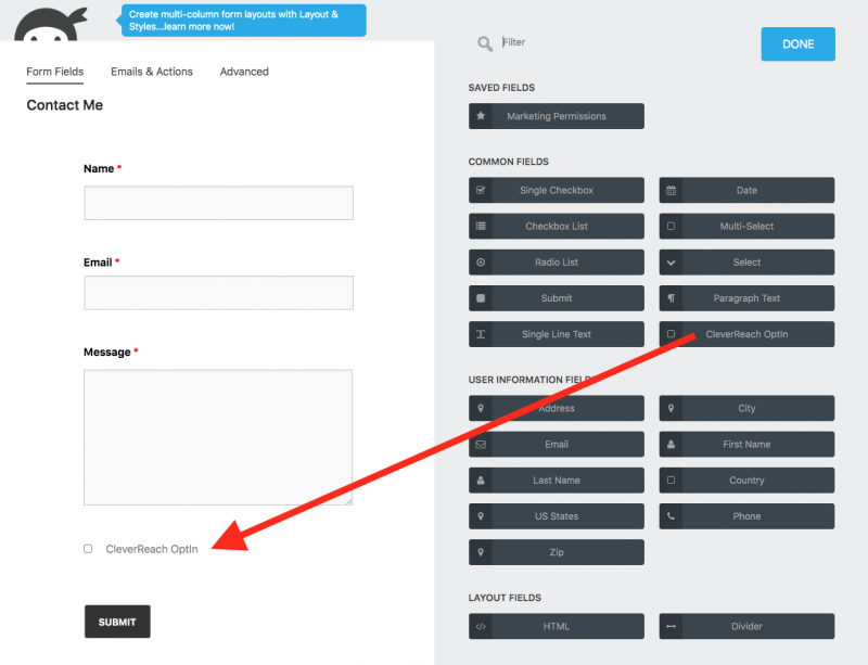 CleverReach opt-in field