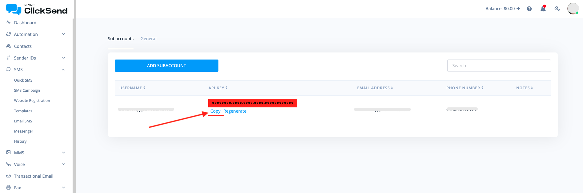 ClickSend API copy
