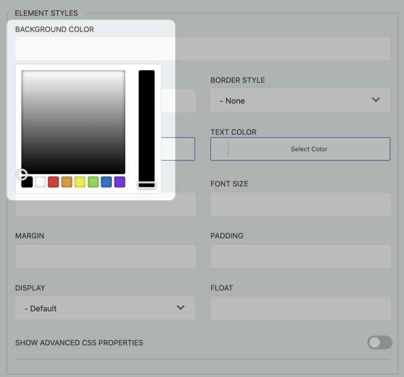 Background Color field for Submit button