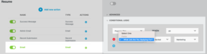 Send resume attachment conditionally with Conditional Logic
