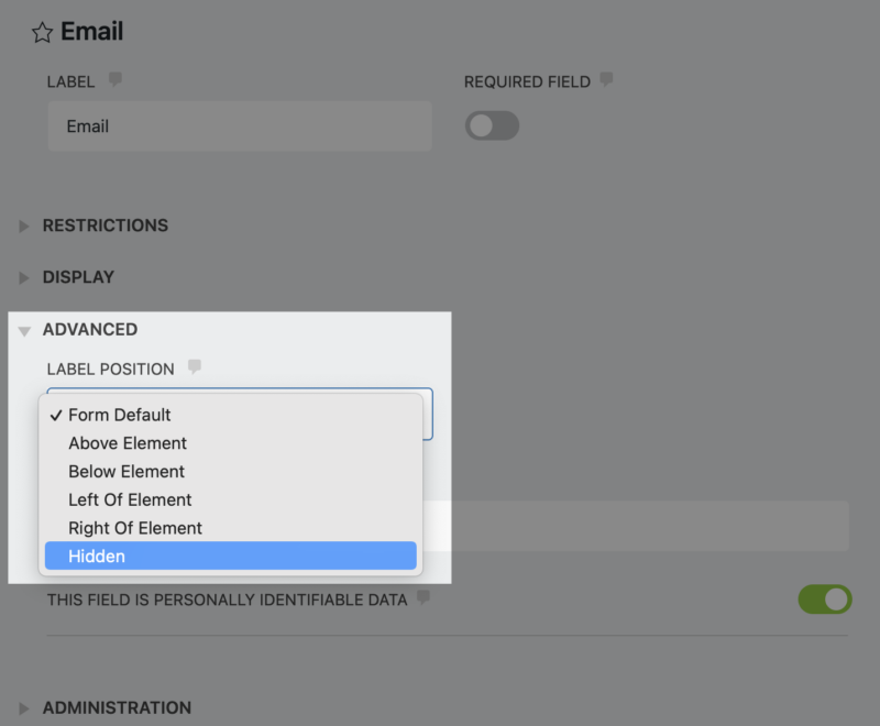 Hidden field for the Single-Line form field
