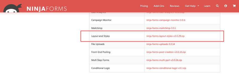 Download the Layout and Styles add-on from your Ninja Forms account