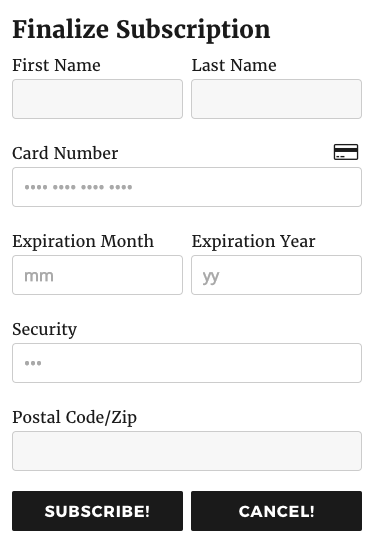 image of Finalize Subscription pop-up