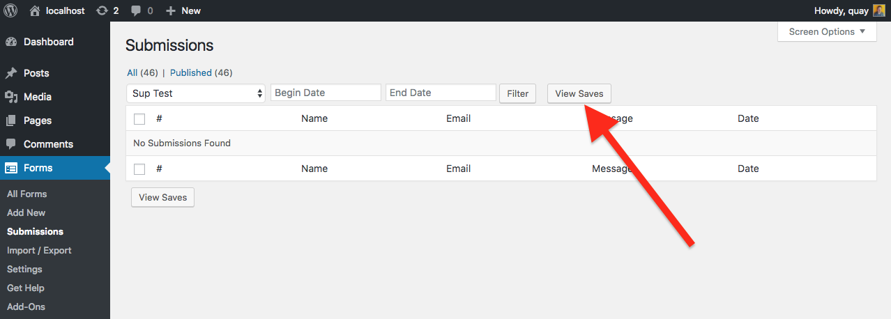 save user progress view saves button under forms>Submissions