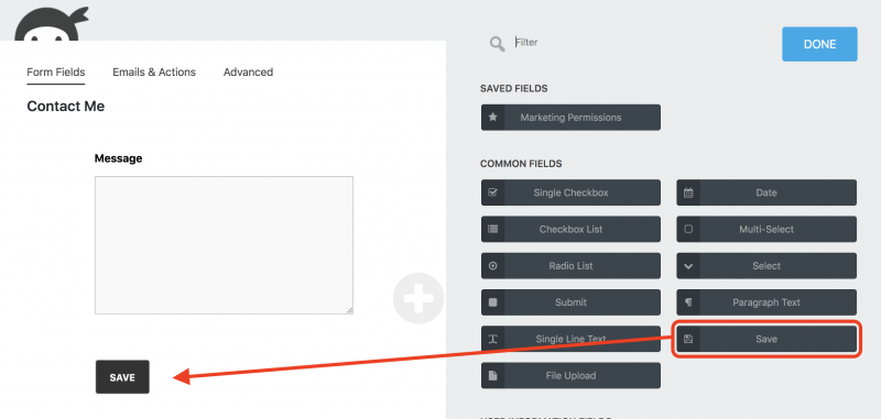 save progress button