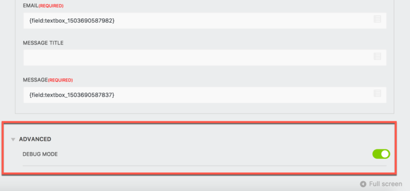 image of the help scout action settings window with Advanced options highlighted