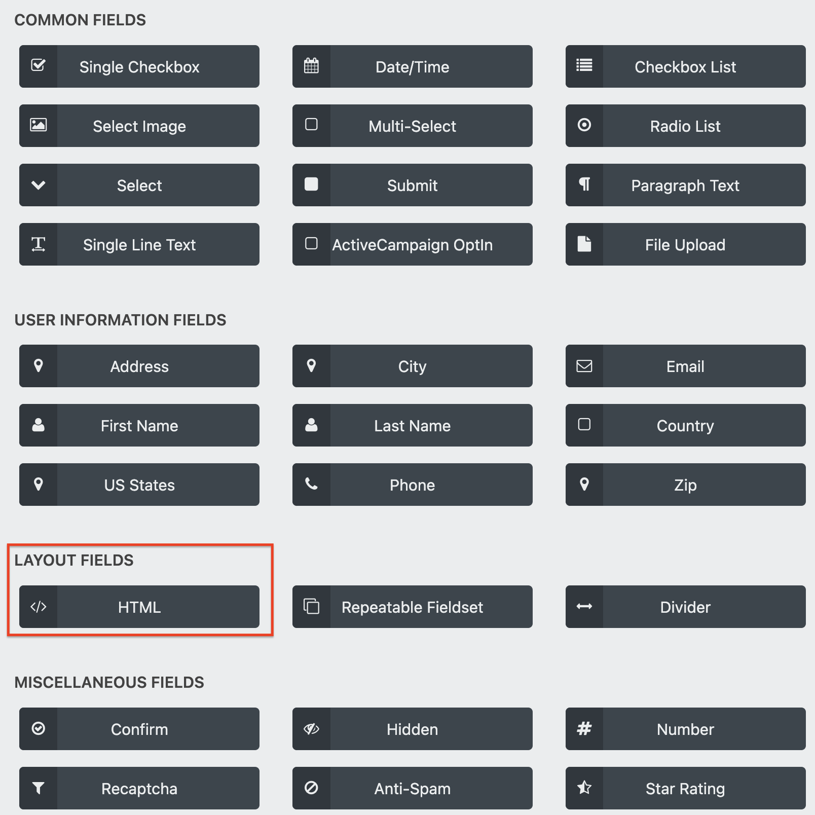 HTML field wordpress