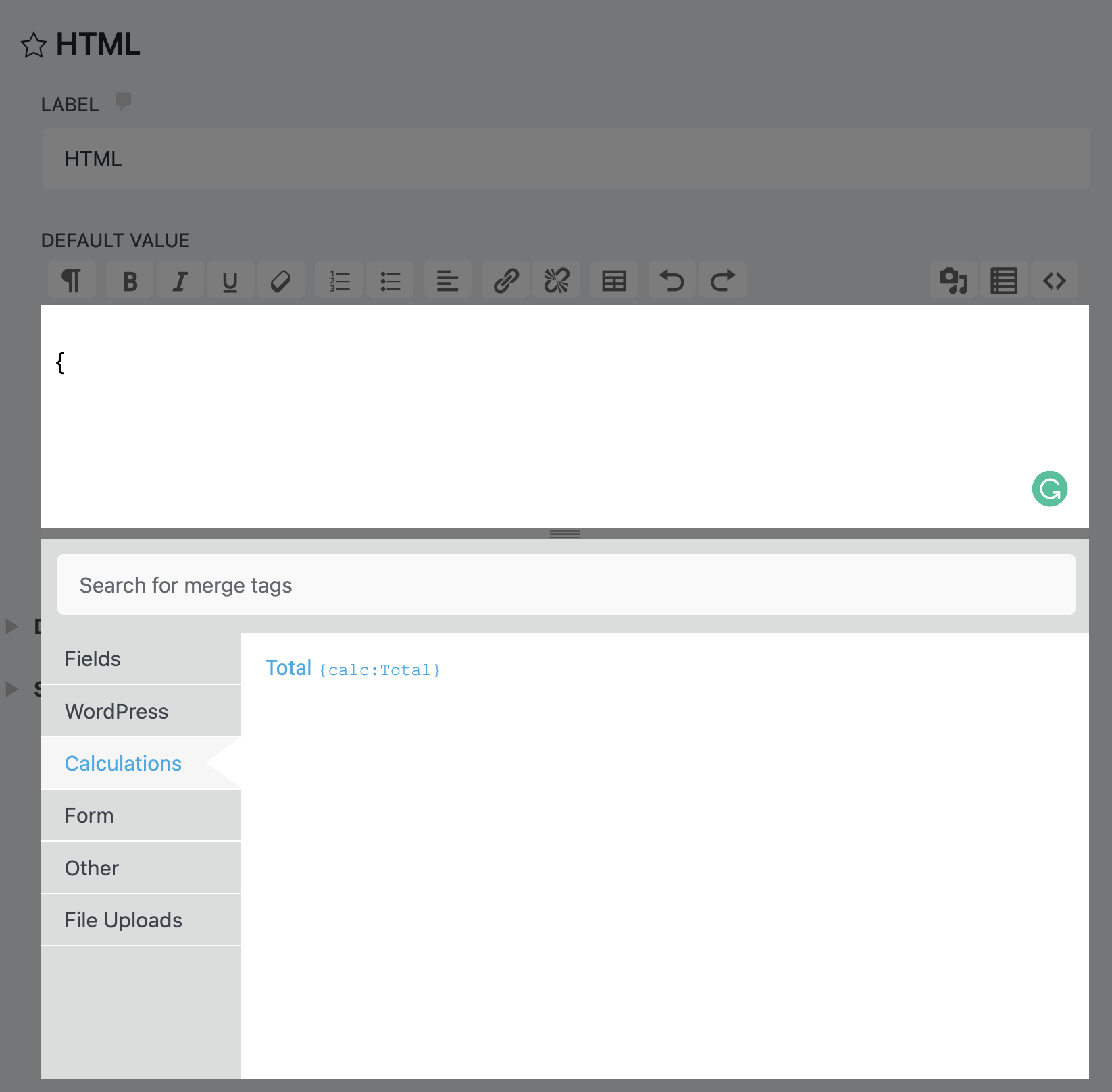 display calculated total on your form