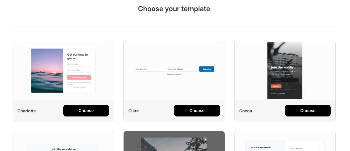 Kit form template for Kit form in Kit account