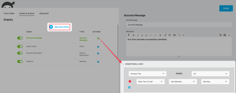 Create conditional Success Messages using Conditional Logic