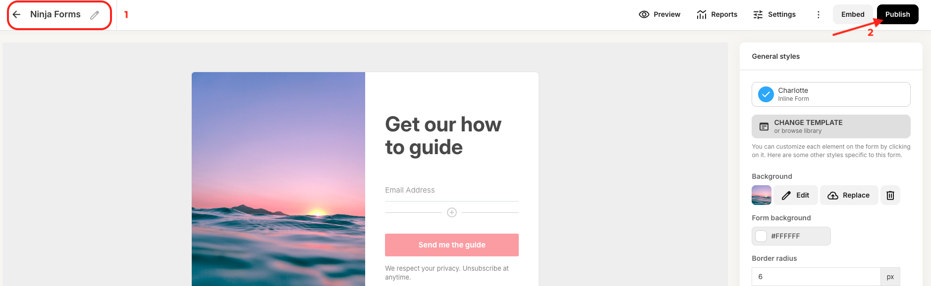 renaming and publishing Kit form in the Kit account