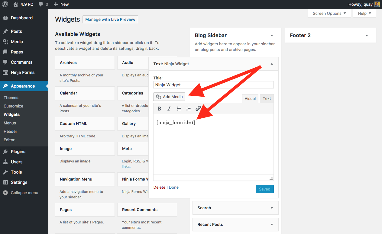 wordpress 4.9 upgraded text widget