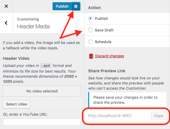 wordpress 4.9 theme editing window
