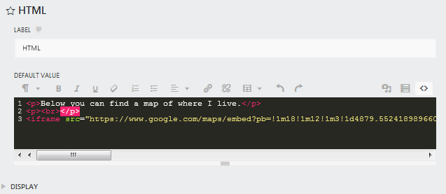 ninja forms html field code editor display