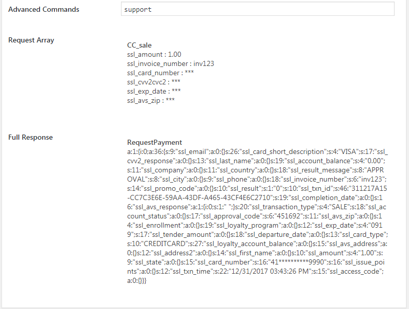 image of the elavon account screen, Elavon Settings Support Display 1