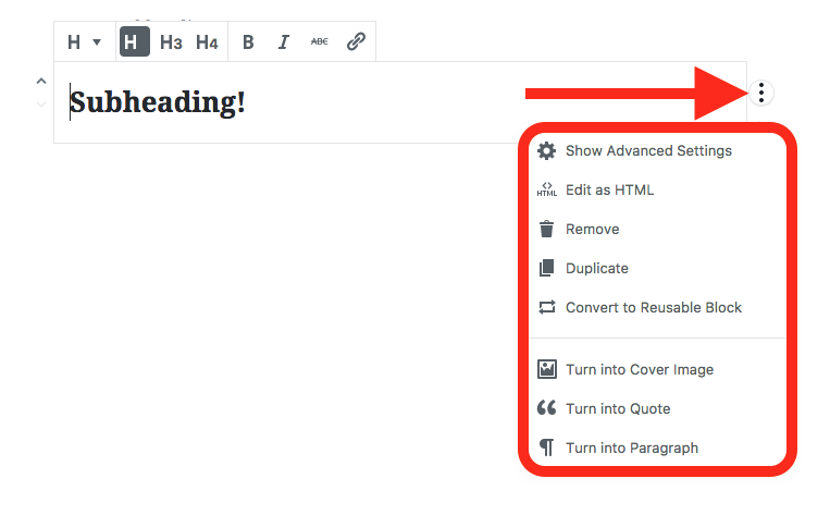 block editing window