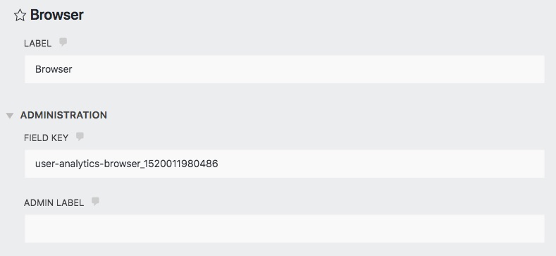 User Analytics Field Settings