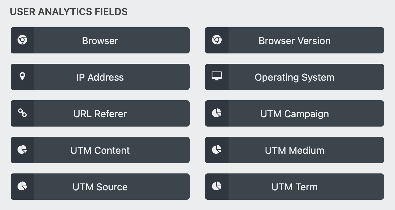 user analytics fields