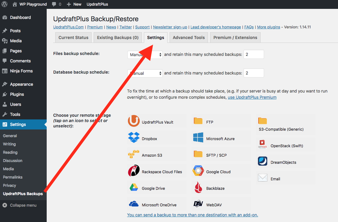 backup and restore wordpress schedule settings