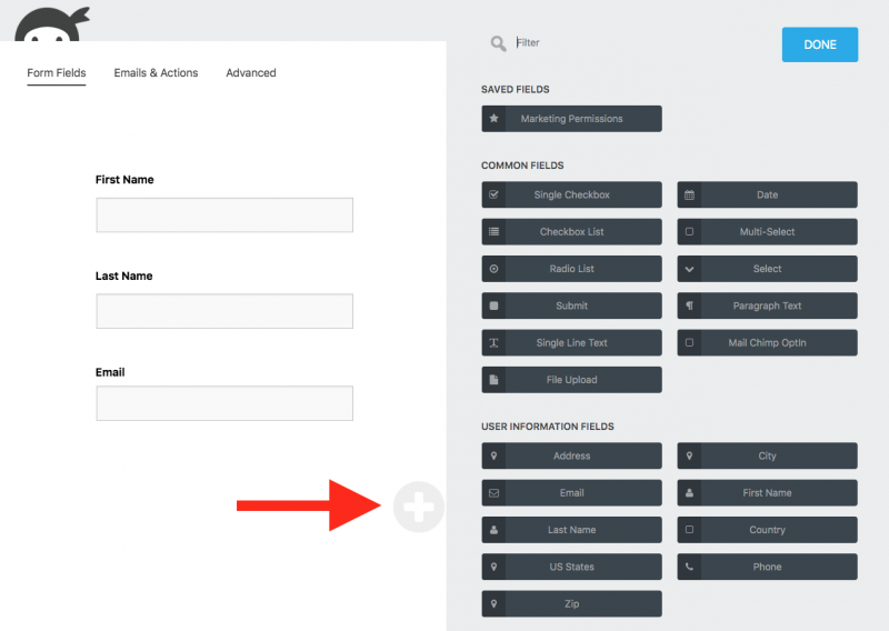add pages to any form just by clicking the + button on any page