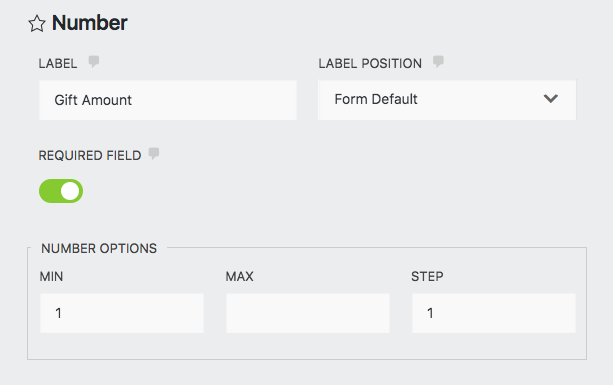 number field configured to use as a donation total