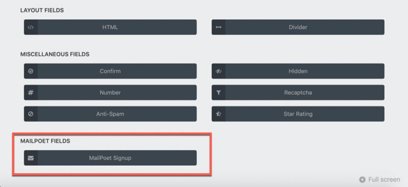 MailPoet Signup Field