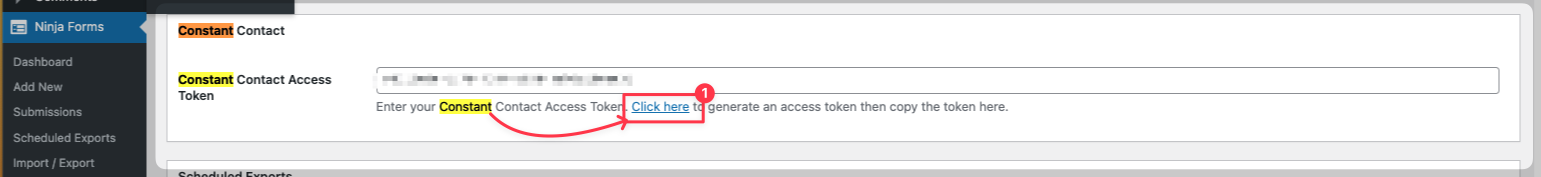 Constant Contact Account Settings in Ninja Forms
