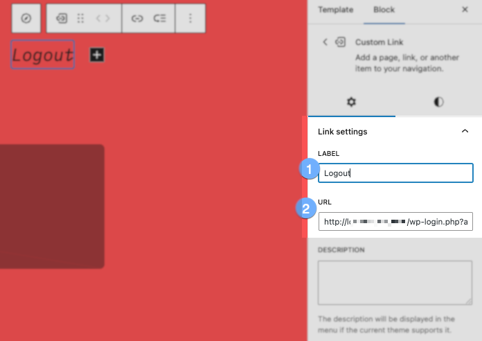 Add label and URL to the Link settings in WordPress