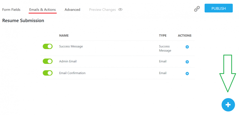select the icon in the bottom right corner of the screen to open the actions menu