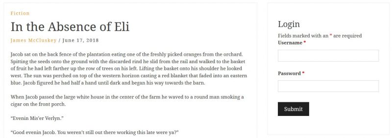 presentation of the login form widget on ta public page
