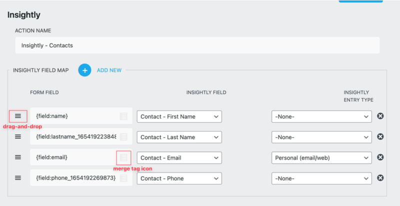 Insightly Contacts Field Map