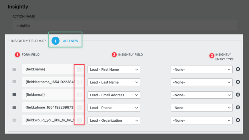 Insightly field mapping for Ninja Forms