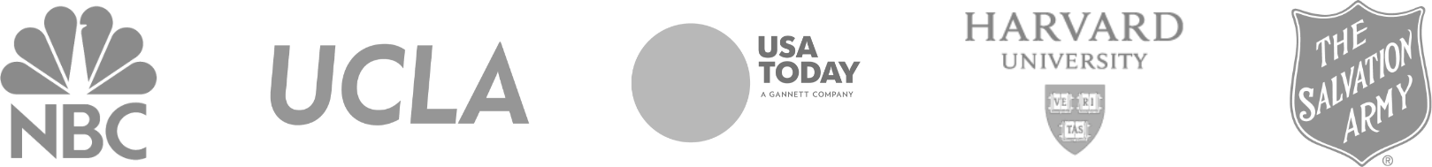 NBC, UCLA, USA Today, Harvard University, The Salvation Army