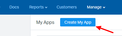 image of help scout Manage api screen create my app highlighted