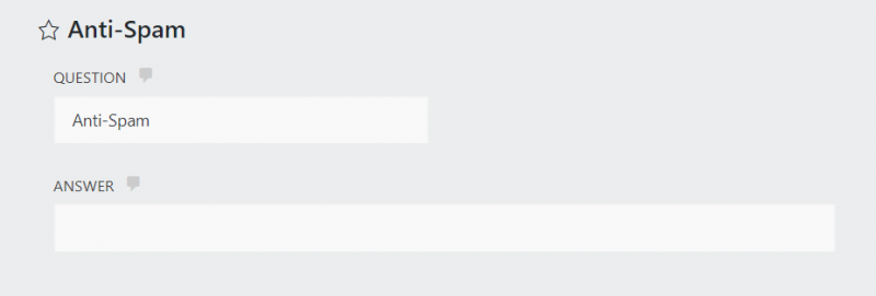 question and answer fields in anti-spam