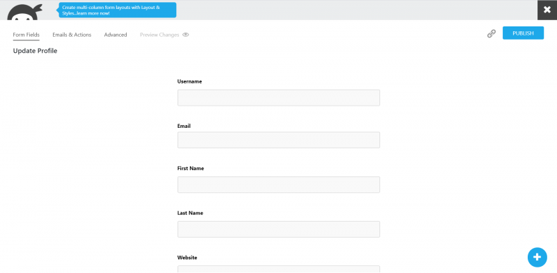 Update Profile template in the form builder