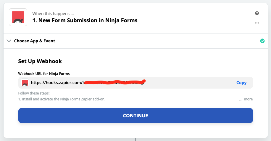 webhook from zapier that will be entered into the wordpress form you want to connect