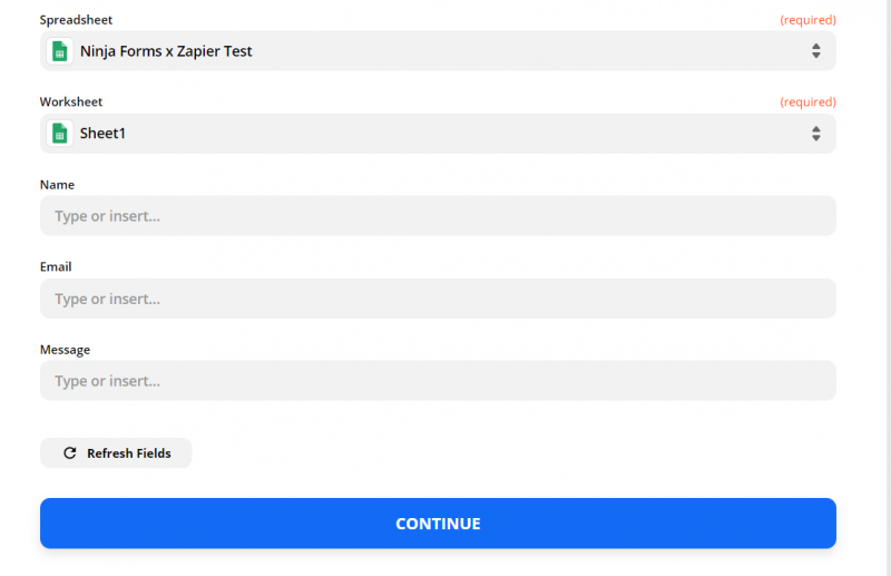 Google Sheets headers in Zapier