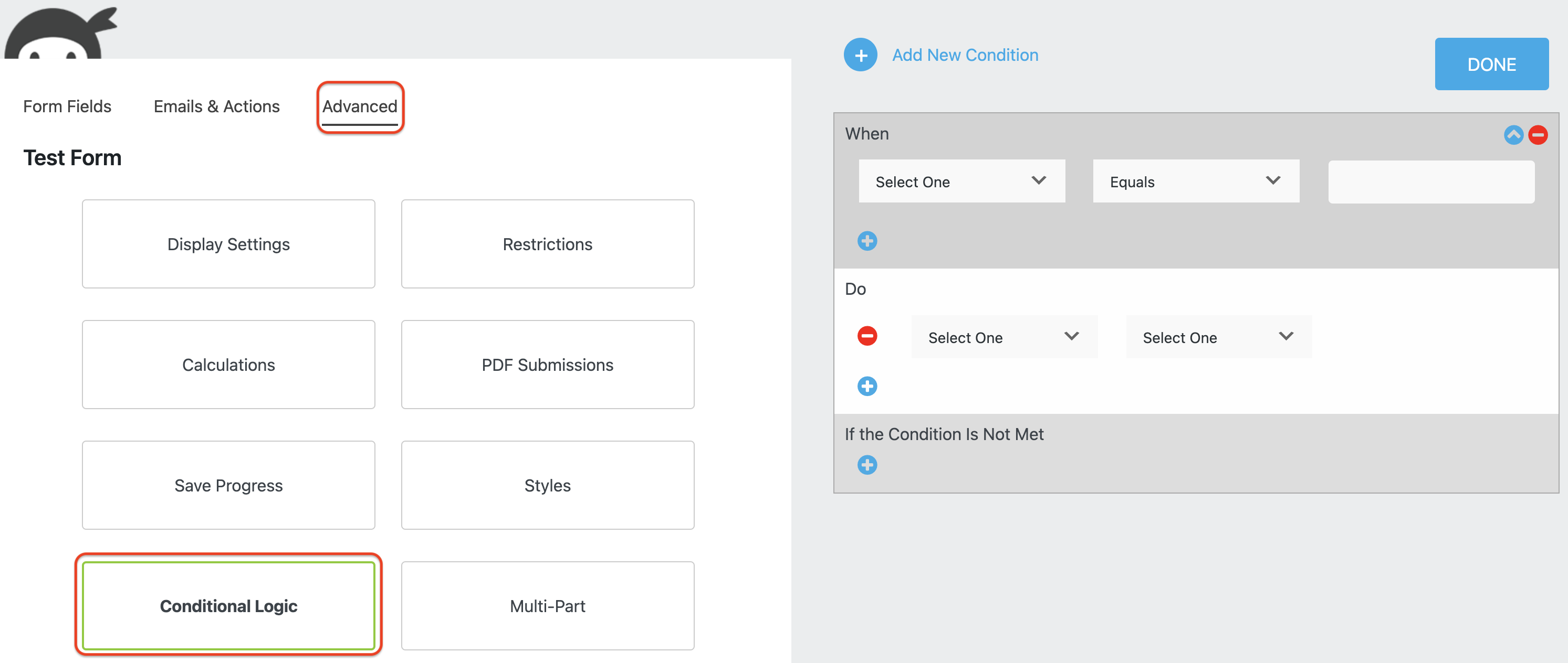 using conditional logic with wordpress forms